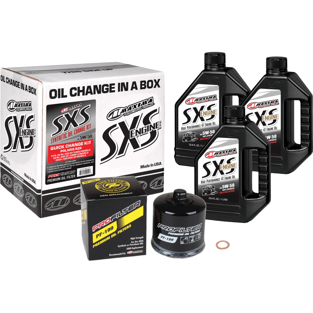 Maxima SXS Quick Change Kit 5w50 With Oil Filter Polaris RZR XP - MojoMotoSport.com