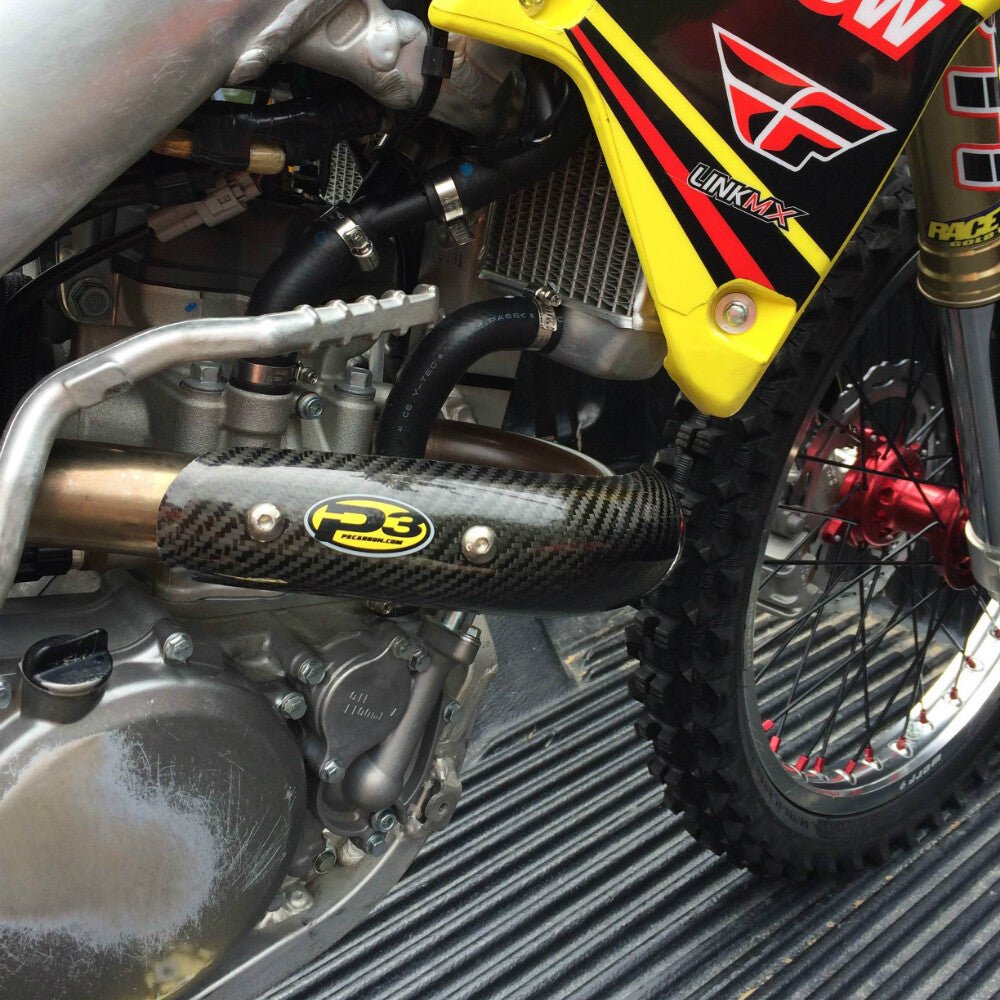 P3 Carbon Fiber Header Heat Shield For Suzuki RMZ450 (08 - 22) | 208071 - MojoMotoSport.com