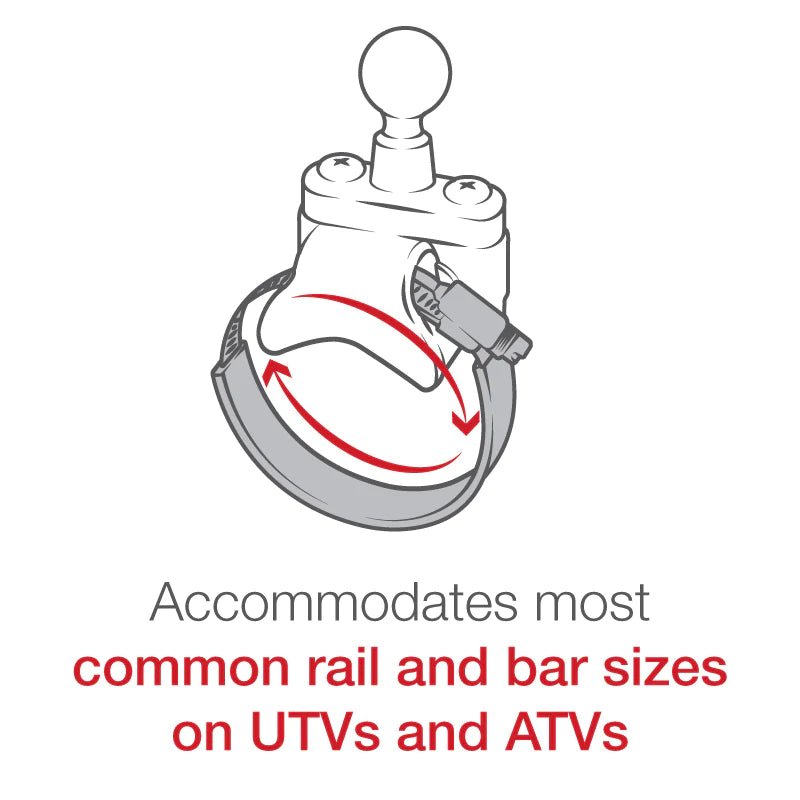 Ram ATV/UTV Ball Base for Rails up to 3.15" - Zinc | RAM - B - 231Z - 2U - MojoMotoSport.com