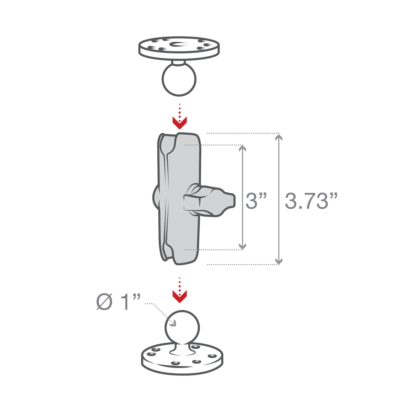 Ram Double Socket Arm - B Size Medium | RAM - B - 201U - MojoMotoSport.com
