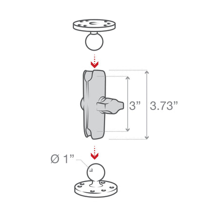 Ram Double Socket Arm - B Size Medium | RAM - B - 201U - MojoMotoSport.com