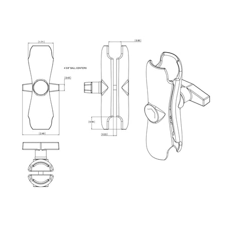 Ram Double Socket Arm - C Size Medium | RAM - 201U - MojoMotoSport.com