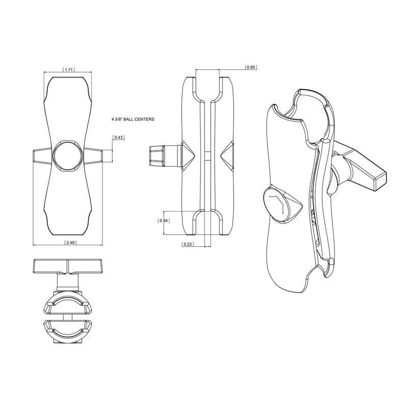 Ram Double Socket Arm - C Size Medium | RAM - 201U - MojoMotoSport.com