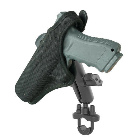 Ram Handlebar U - Bolt Double Ball Mount w/ Gun Holster Clip | RAM - B - 149Z - GUN1 - MojoMotoSport.com