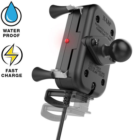 Ram Tough - Charge 10W Waterproof Wireless Charging Holder w/ Charger | RAM - HOL - UN12WB - V7M - MojoMotoSport.com