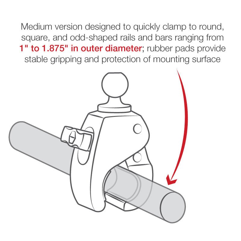 Ram Tough - Claw Medium Clamp Base w/ Ball | RAP - B - 404U - MojoMotoSport.com