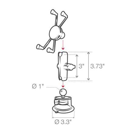 Ram X - Grip Large Phone Mount w/ Twist - Lock Suction Cup - Medium | RAM - B - 166 - UN10 - MojoMotoSport.com