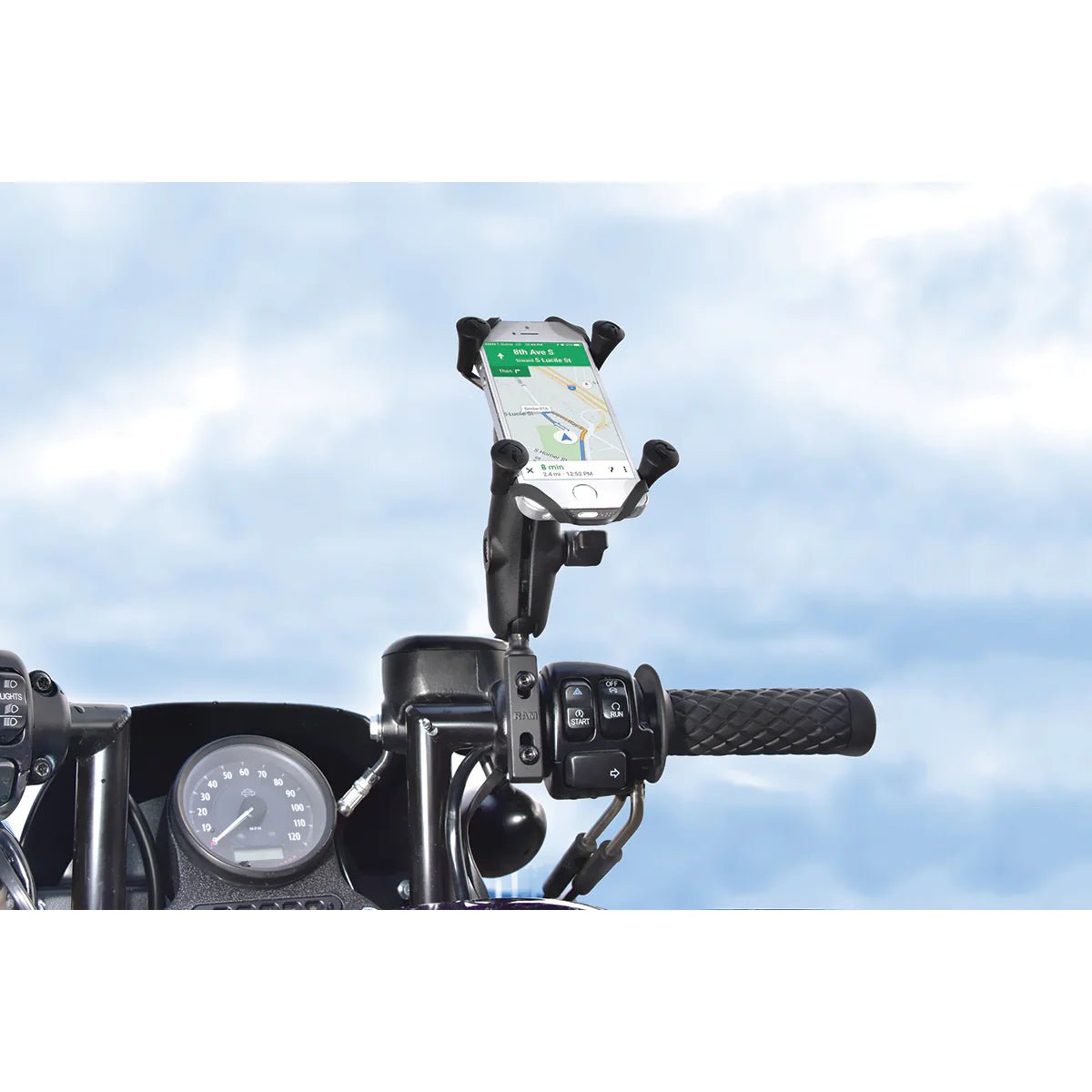 Ram X - Grip Phone Mount w/ Brake/Clutch Reservoir Base - Medium | RAM - B - 174 - UN7 - MojoMotoSport.com