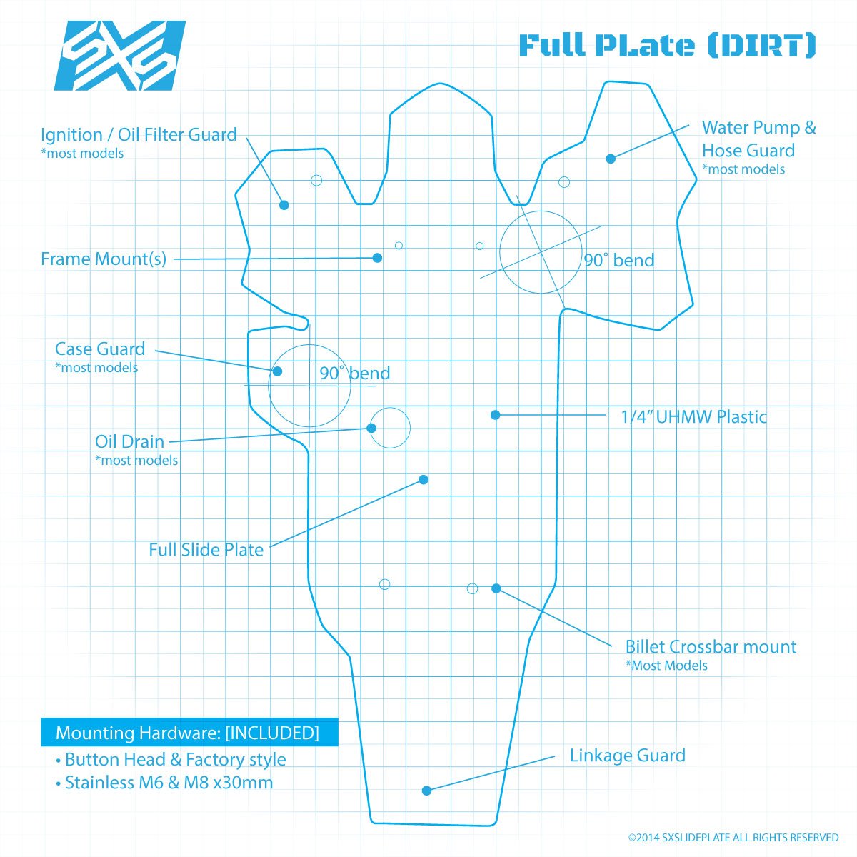 SXS Full Coverage Slide Plate Honda CRF125F (2021 - UP) | D310 - MojoMotoSport.com
